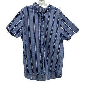 Reverse Threads Blue Striped Casual Button-Up Shirt | Size XL